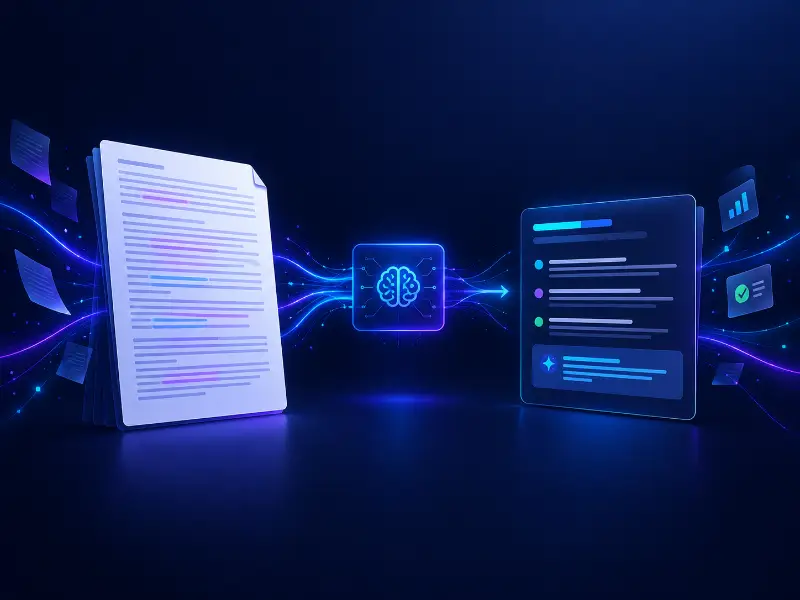 AI summarizer creating a concise overview from long text