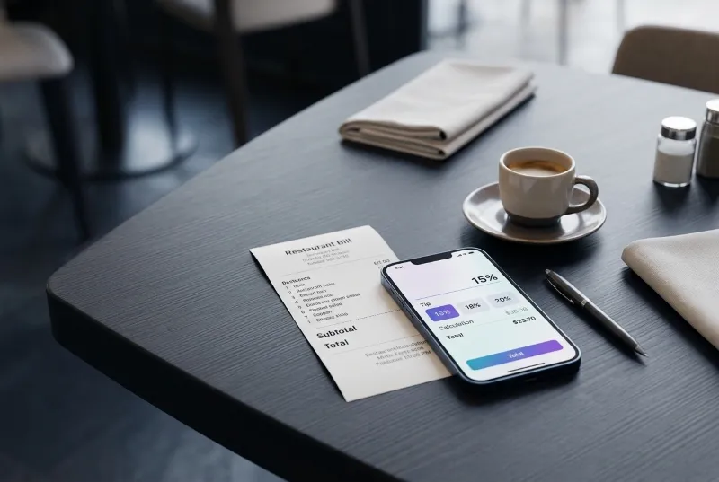 Tip calculator for calculating restaurant tips