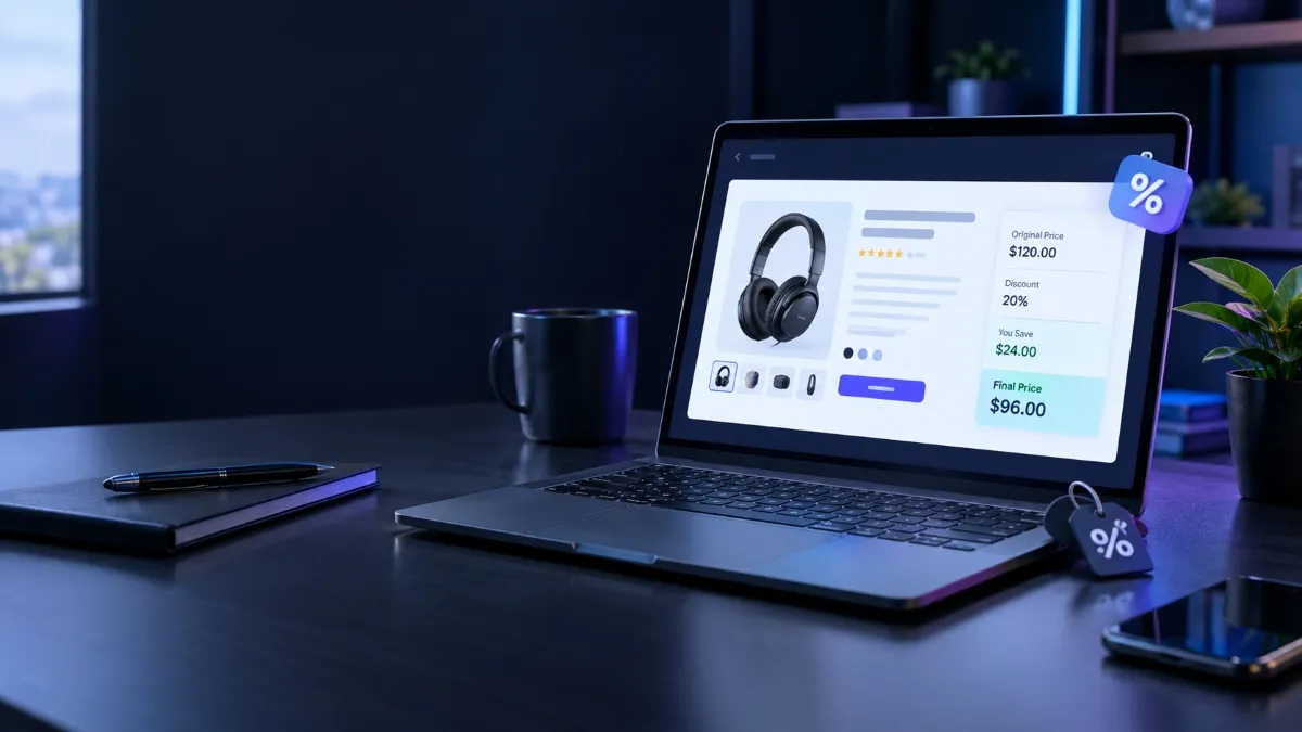 Discount calculator showing discounted price and savings calculation
